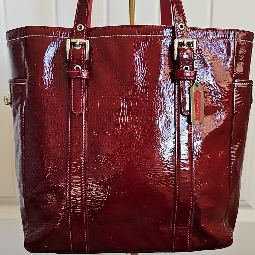 Coach 2003 VINTAGE Small Gallery Tote Wine Signature C Lining